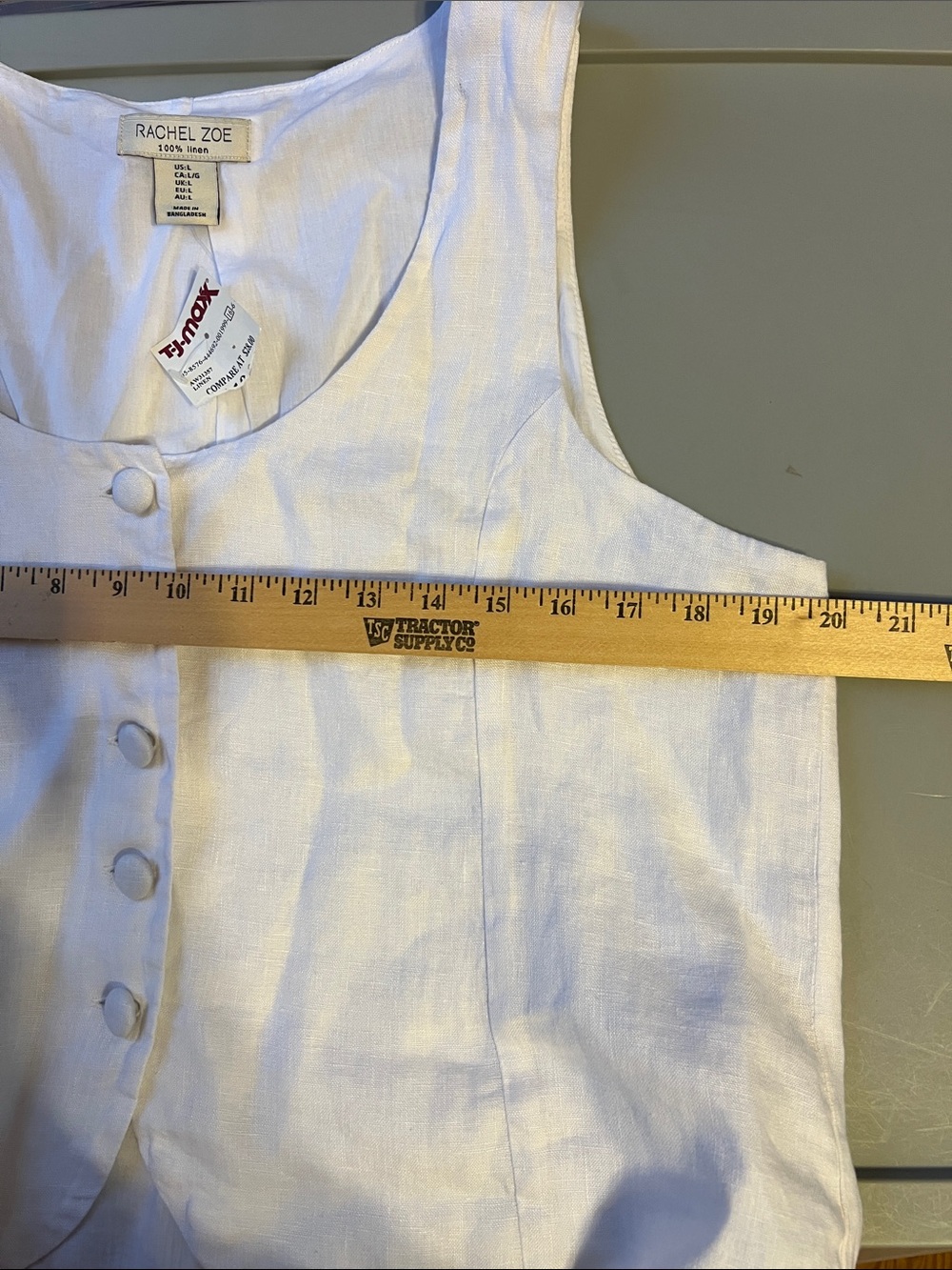 Rachel Zoe White Linen Button-Front Sleeveless Top Large - Picture 4 of 6